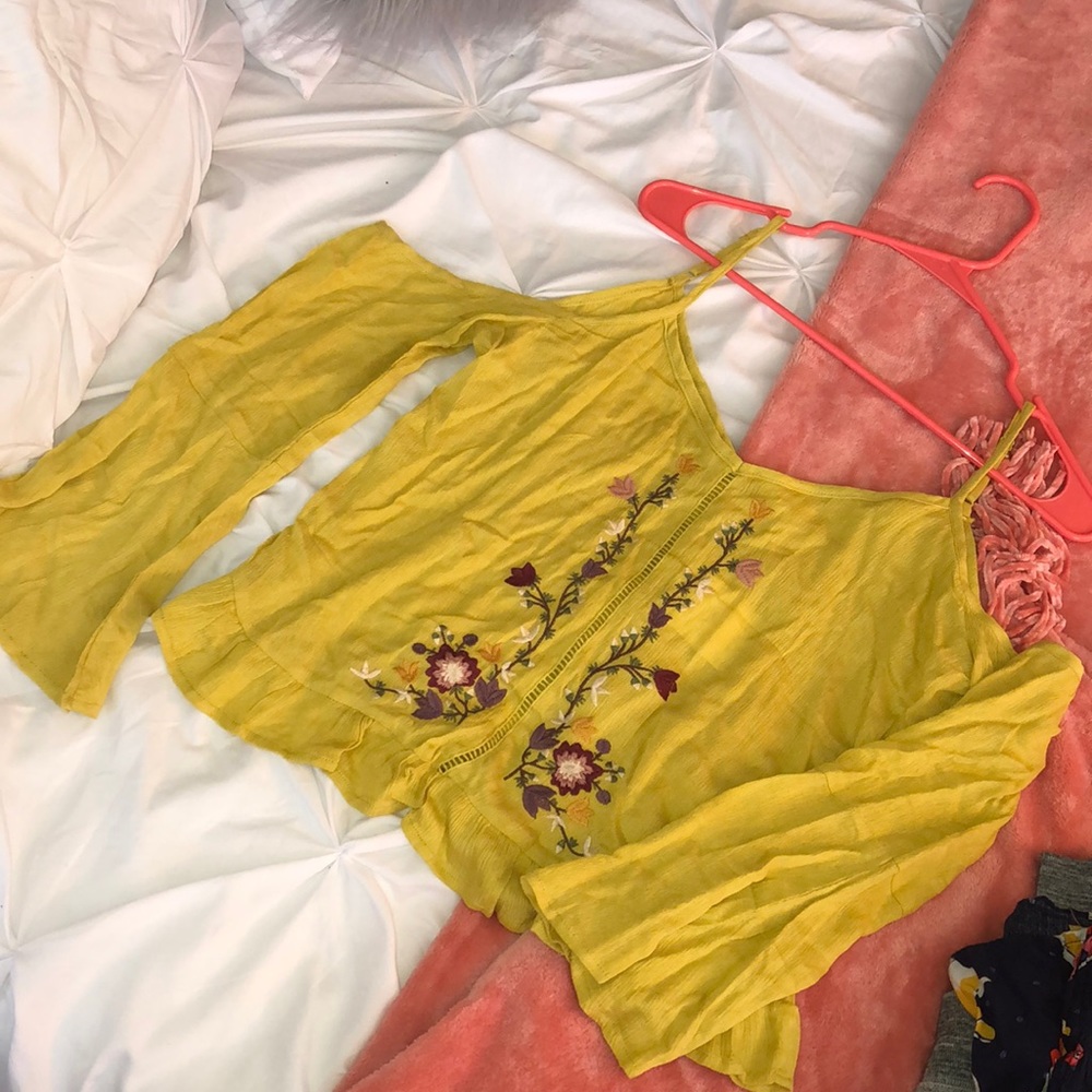 Yellow Cold Shoulder top